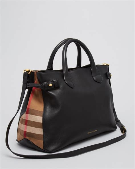 burberry house check large banner tote|burberry checked canvas tote bag.